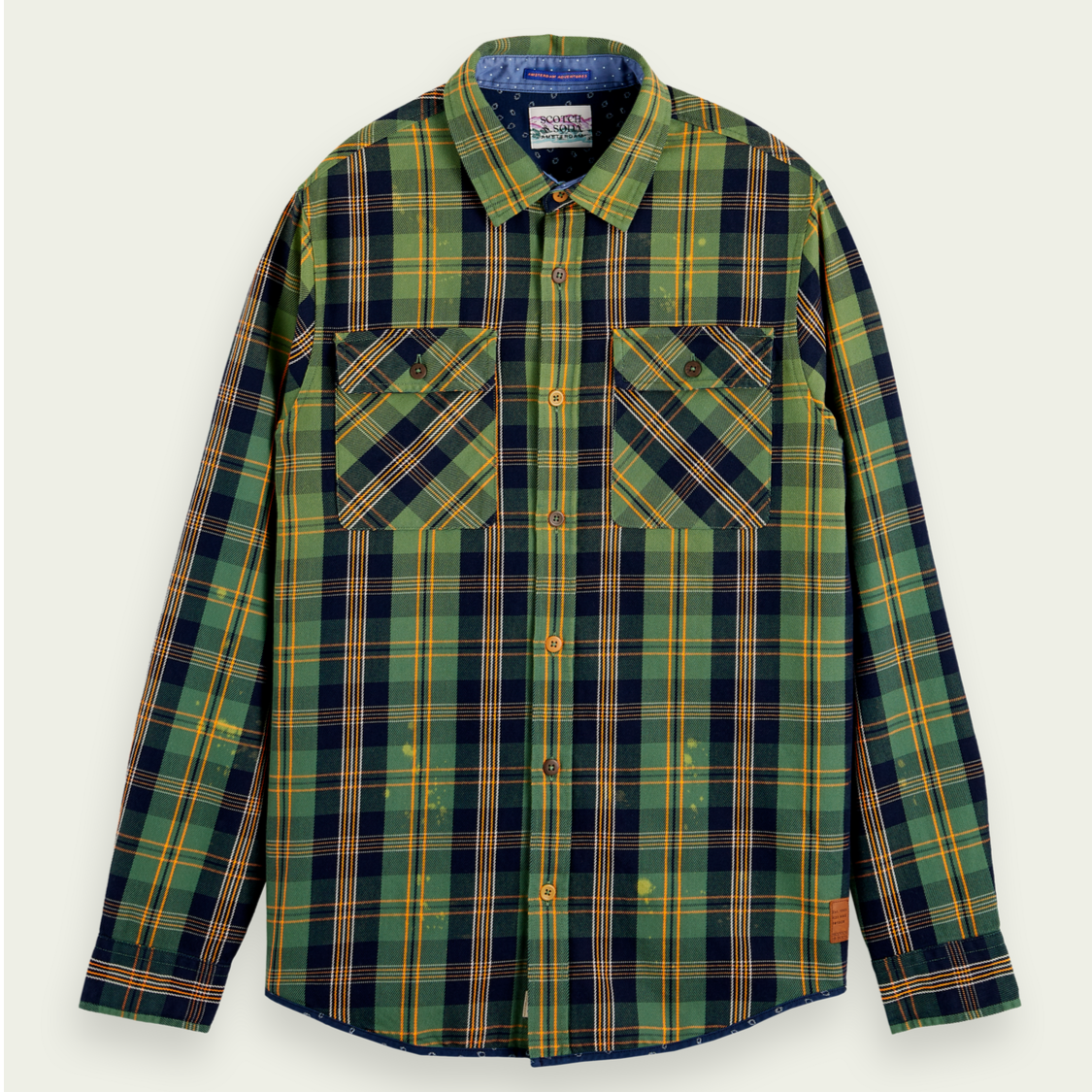 SCOTCH & SODA -  REGULAR FIT DISTRESSED CHECKED FLANNEL SHIRT - MULTI