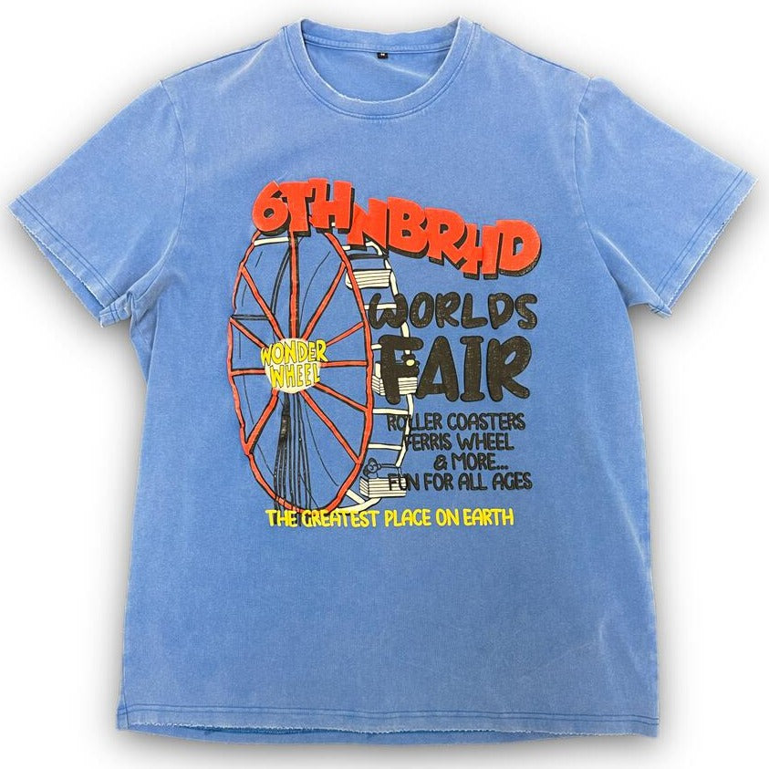 6TH NBRHD -"WONDER WHEEL" TEE - VINTAGE DARK BLUE