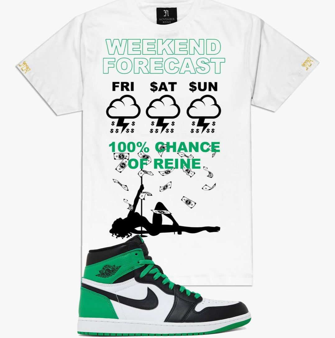 NOVEMBER REINE -  100% CHANCE OR REINE TEE  - WHITE BLACK GREEN