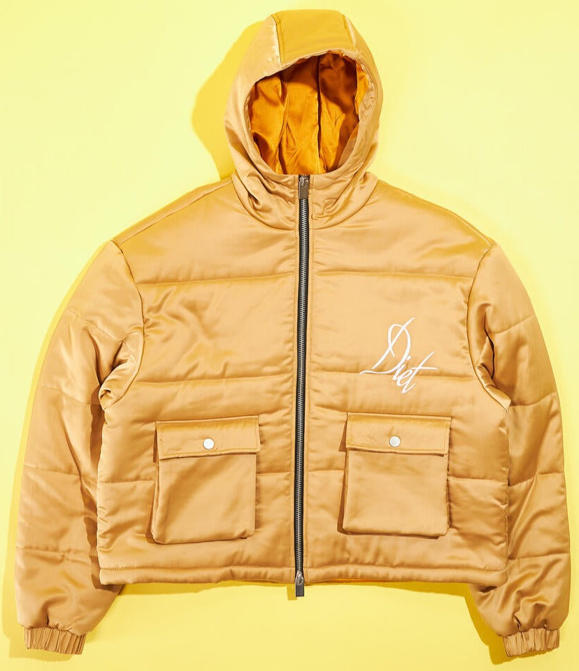 DIET START MONDAY - Hooded Puffer Jacket - TAN