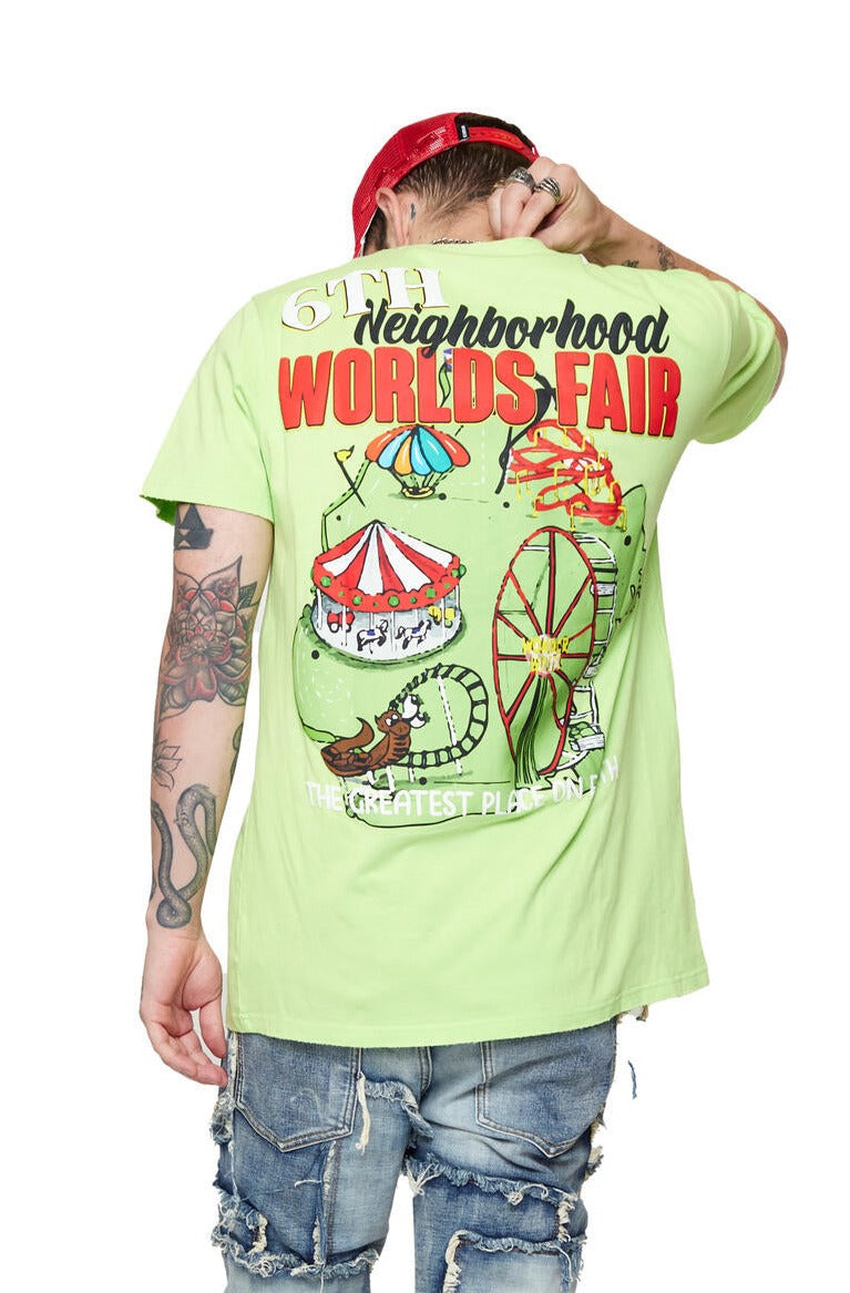 6TH NBRHD - "FAIR GROUNDS" TEE - VINTAGE LIME