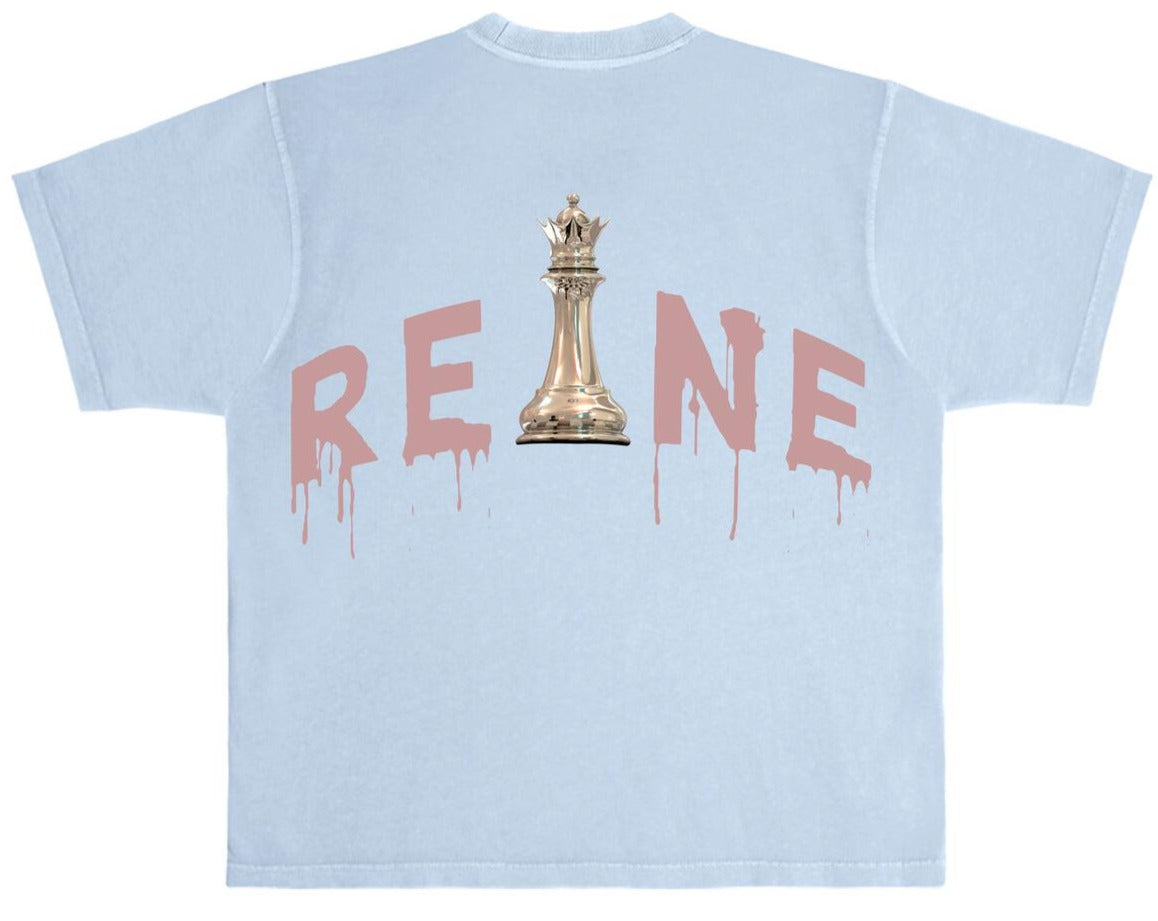 NOVEMBER REINE - "ITS CHESS NOT CHECKERS" ULTRA LUXURY HEAVYWEIGHT TEE - PIGMENT DYED BLUE