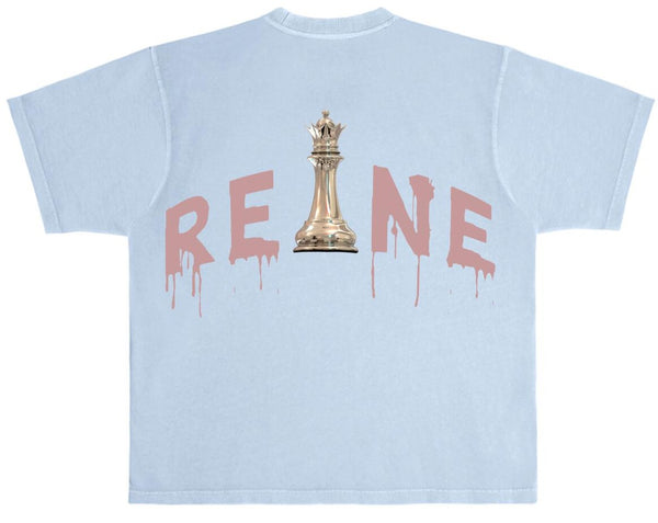 NOVEMBER REINE - "ITS CHESS NOT CHECKERS" ULTRA LUXURY HEAVYWEIGHT TEE - PIGMENT DYED BLUE