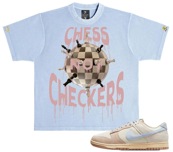 NOVEMBER REINE - "ITS CHESS NOT CHECKERS" ULTRA LUXURY HEAVYWEIGHT TEE - PIGMENT DYED BLUE