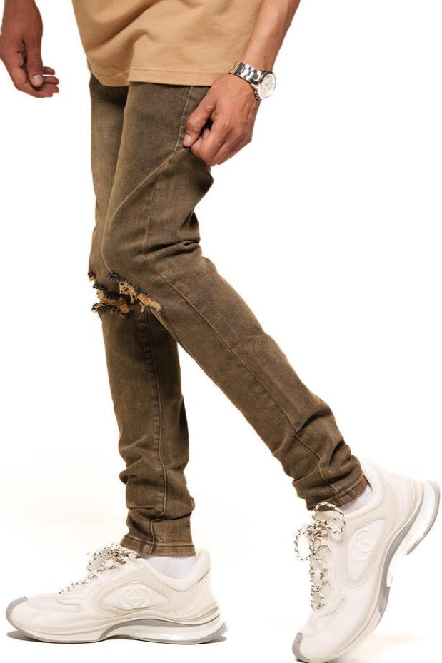 PHEELINGS -  "MENTALLY ELSEWHERE" SKINNY DENIM - BROWN