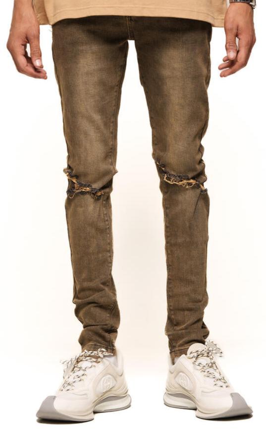 PHEELINGS -  "MENTALLY ELSEWHERE" SKINNY DENIM - BROWN