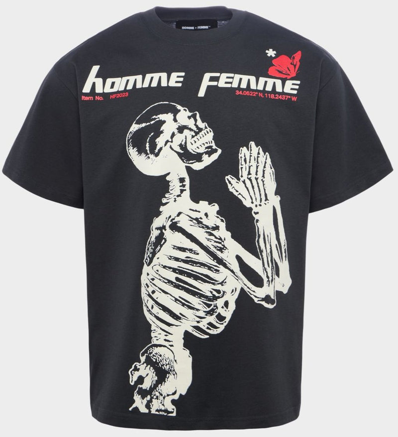 HOMME FEMME -  Skeleton Tee - Black/Cream