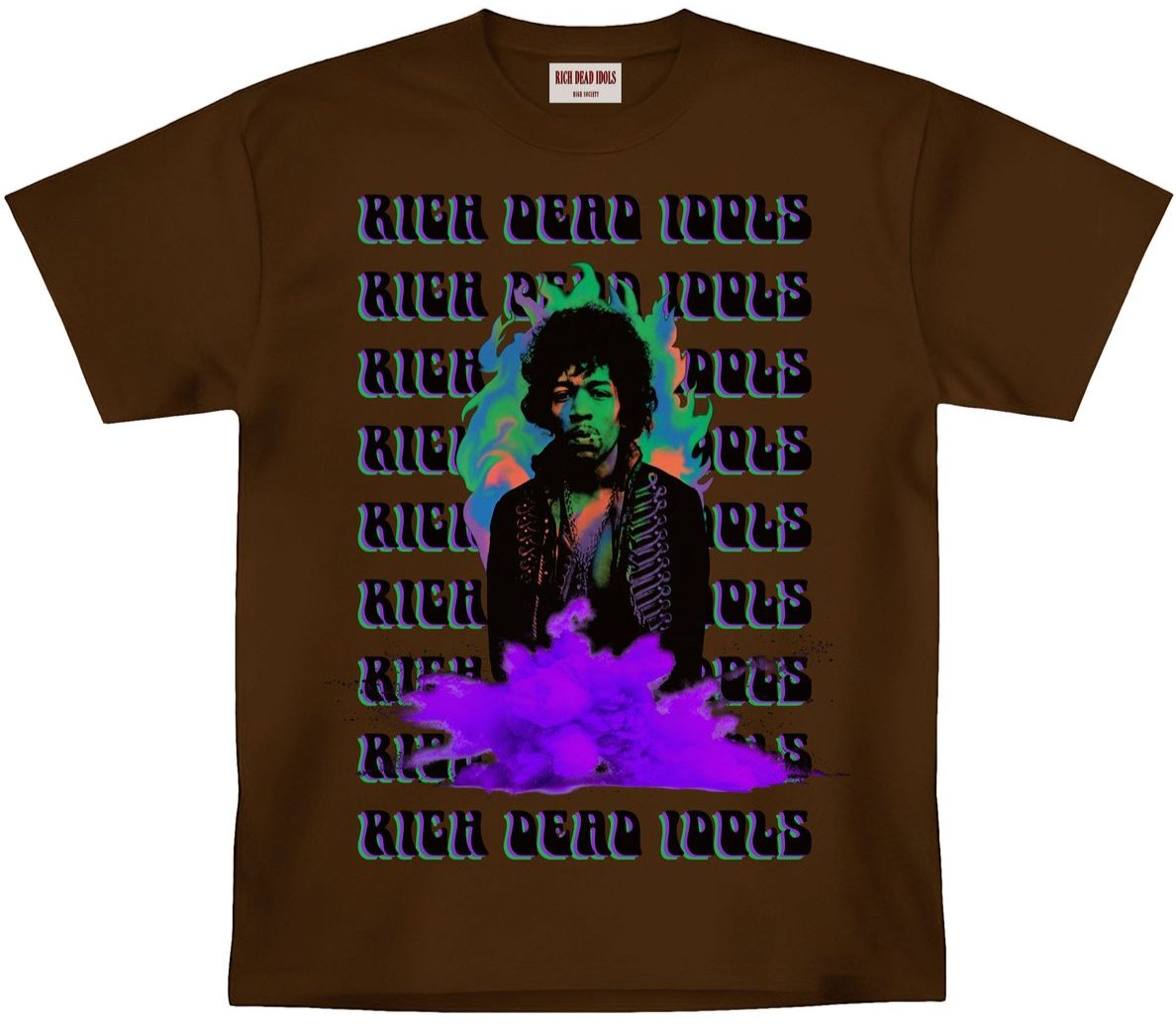 RICH DEAD IDOLS - JIMI HENDRIX HEAVYWEIGHT TEE - BROWN