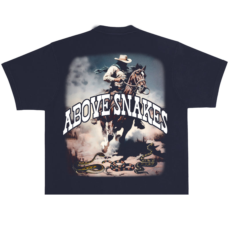 KRISPY ADDICTS - Above Snakes Crop Tee  - NAVY BLUE