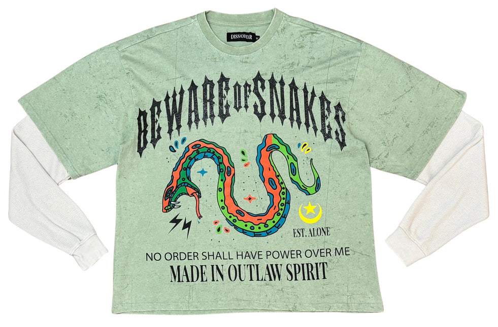 DISSORDER - BEWARE OF SNAKES LONG SLEEVE TEE - SAGE