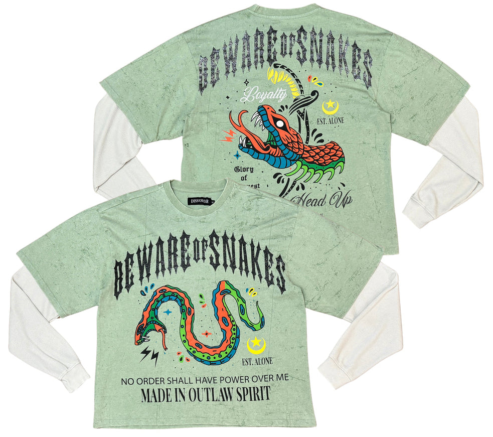 DISSORDER - BEWARE OF SNAKES LONG SLEEVE TEE - SAGE