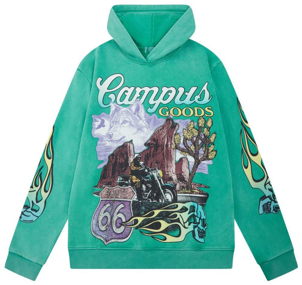 CAMPUS - ROADTRIP FLARE/HOODIE SET - SUNFADE WASH/ GREEN