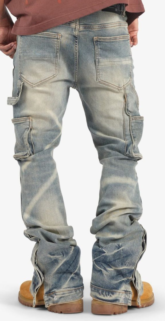 SUGARHILL - "TEMPLE" STACKED JEANS - (WHEAT CONTRAST)
