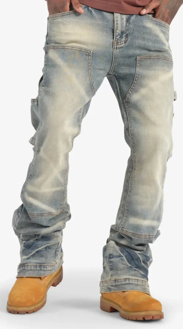 SUGARHILL - "TEMPLE" STACKED JEANS - (WHEAT CONTRAST)