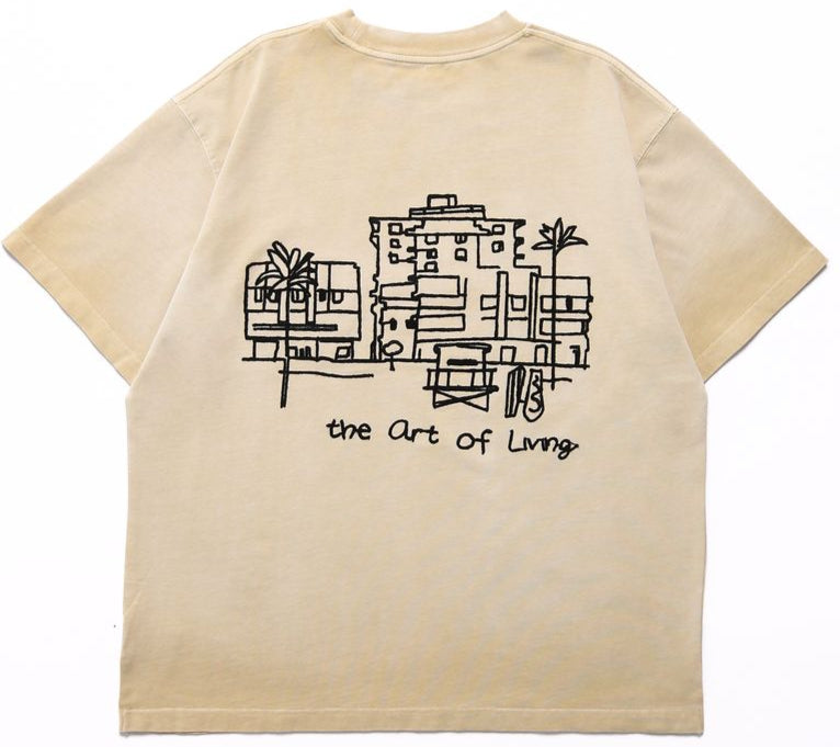 ELEMENTS OF ARTS - "Element's Resort" Doodle Tee - LIGHT BROWN (CREAM)