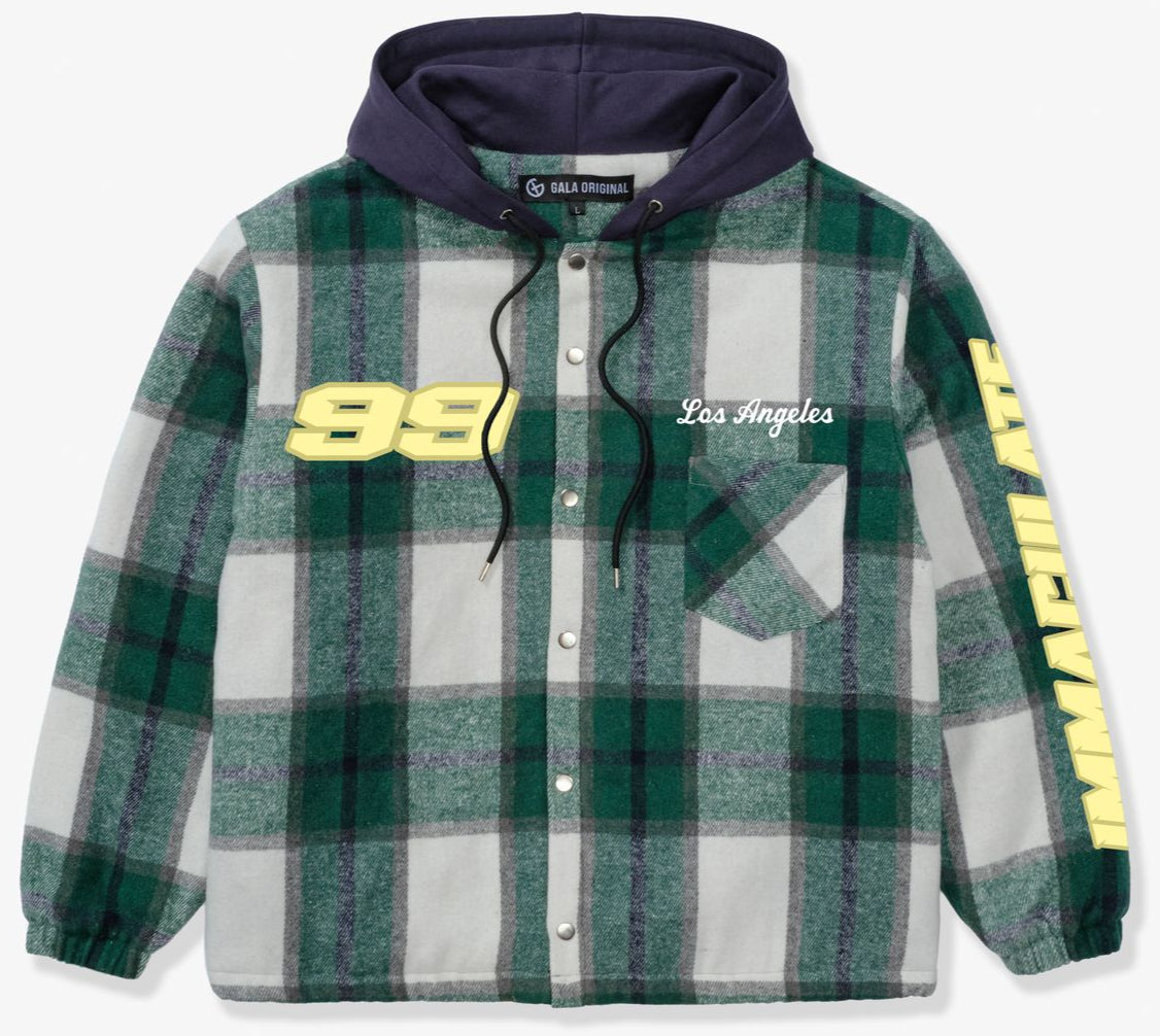 GALA - NASH HOODED FLANNEL JACKET - ALPINE
