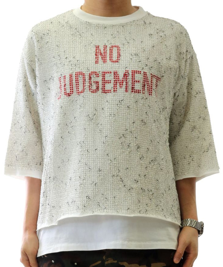 KLEEP - NO JUDGEMENT CROPPED T-SHIRT/SWEATER - RELICS(WHITE)