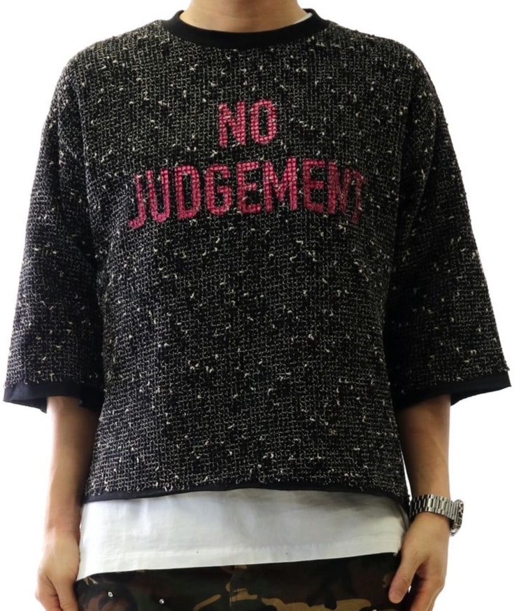 KLEEP - NO JUDGEMENT CROPPED T-SHIRT/SWEATER - DIVINE(BLACK)