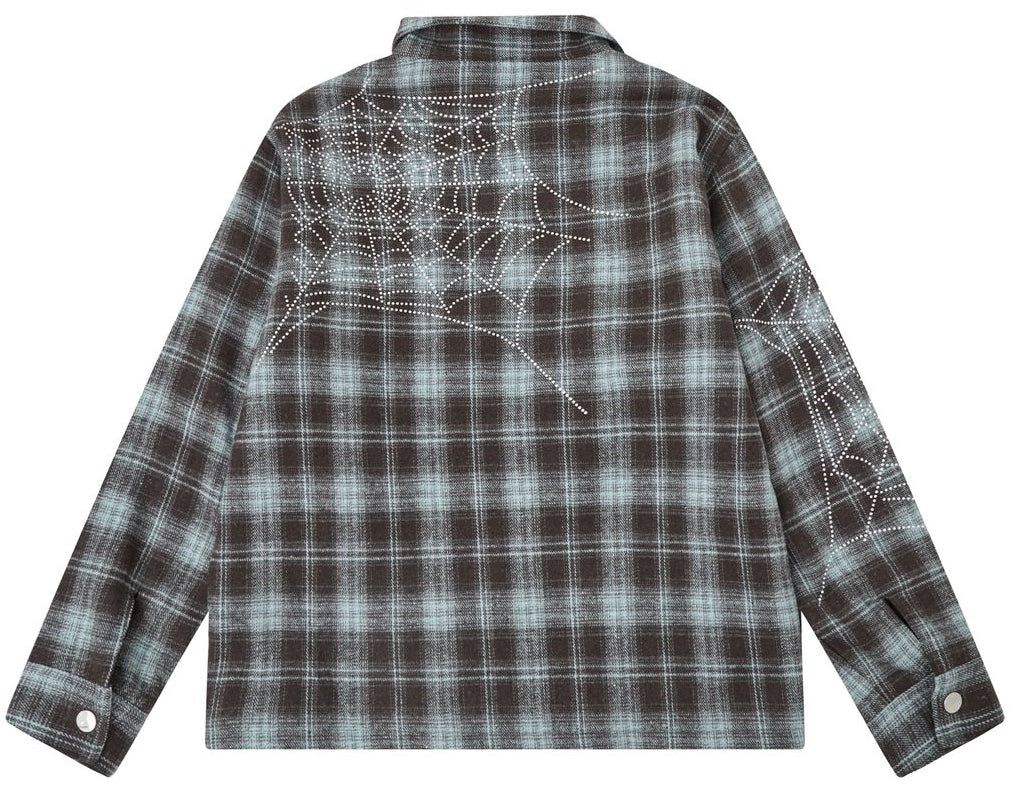 CAMPUS - BROKEN WEB FLANNEL JACKET - BLUE