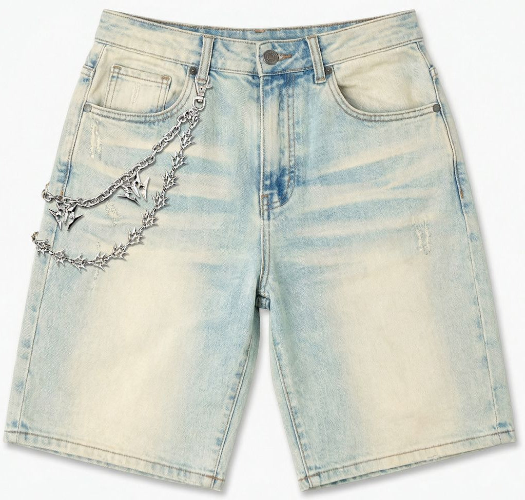 MELEE - "MILKY WAY" DENIM SHORTS - (CREAM CLOUD)