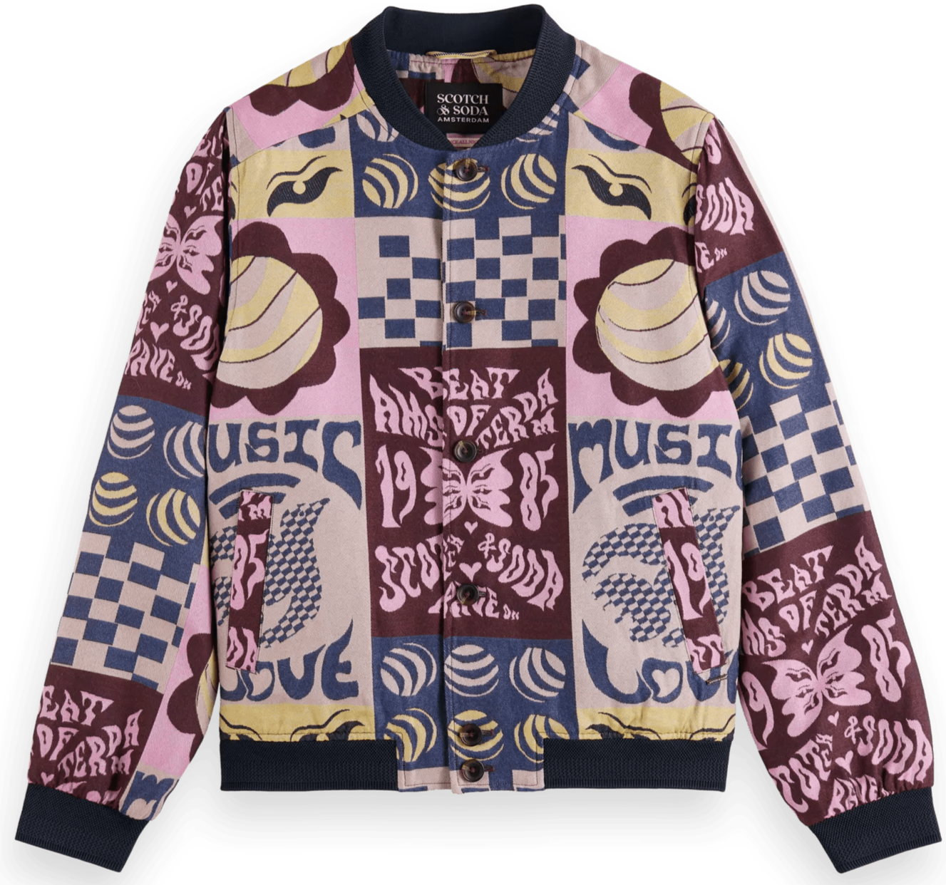 SCOTCH AND SODA - Jacquard bomber jacket - Dark Pink