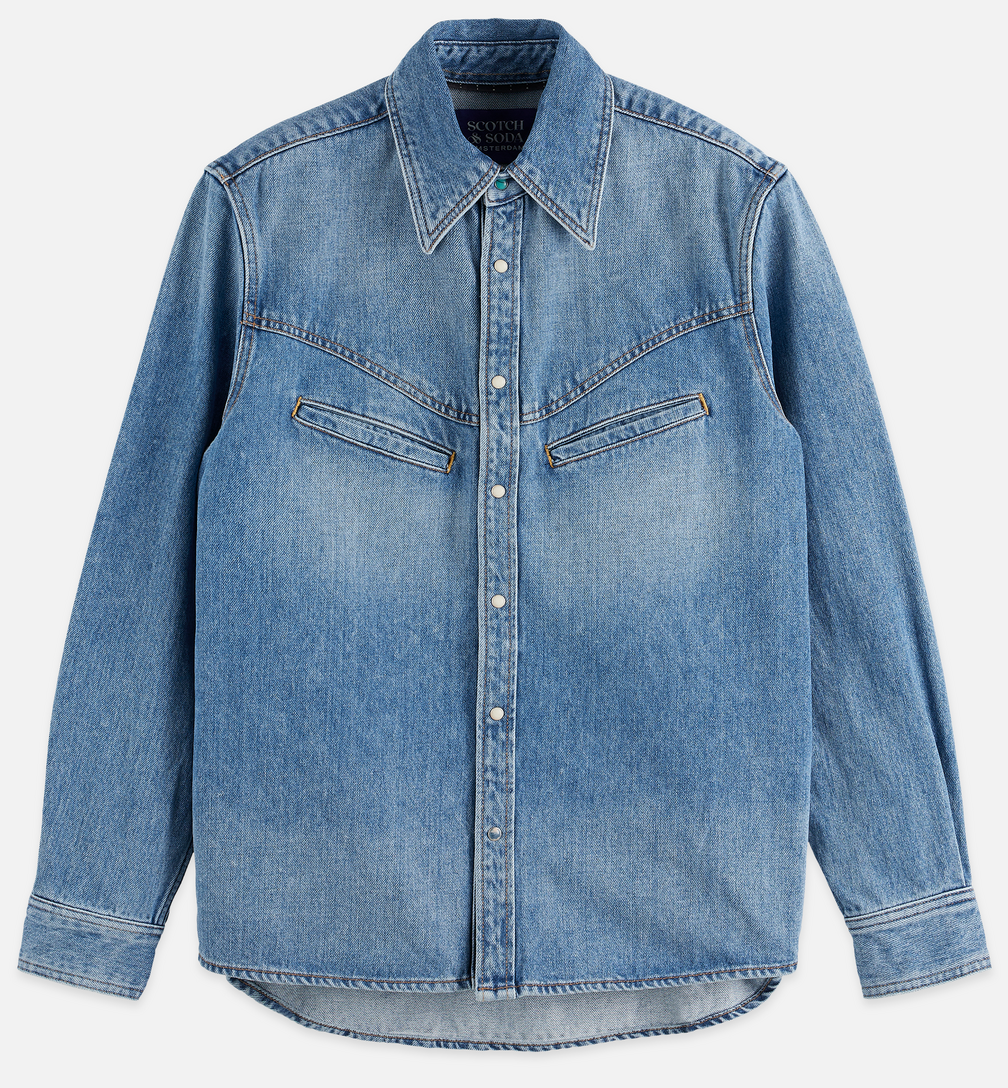 SCOTCH & SODA - WASHED DENIM SHIRT WITH WESTERN DETAILS - JEAN