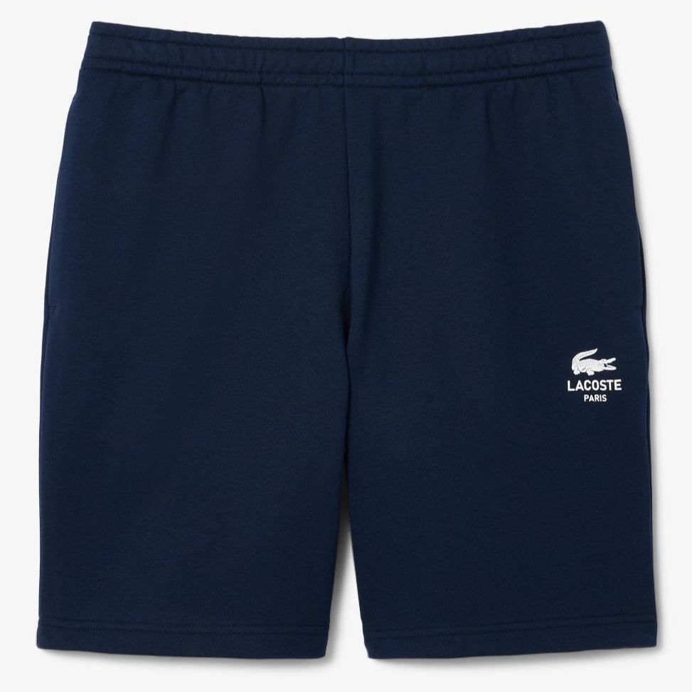 LACOSTE - PRINTED FLEECE SHORTS - NAVY