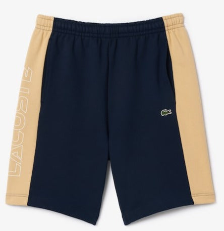 LACOSTE - MEN'S COLORBLOCK FLEECE SHORTS - NAVY