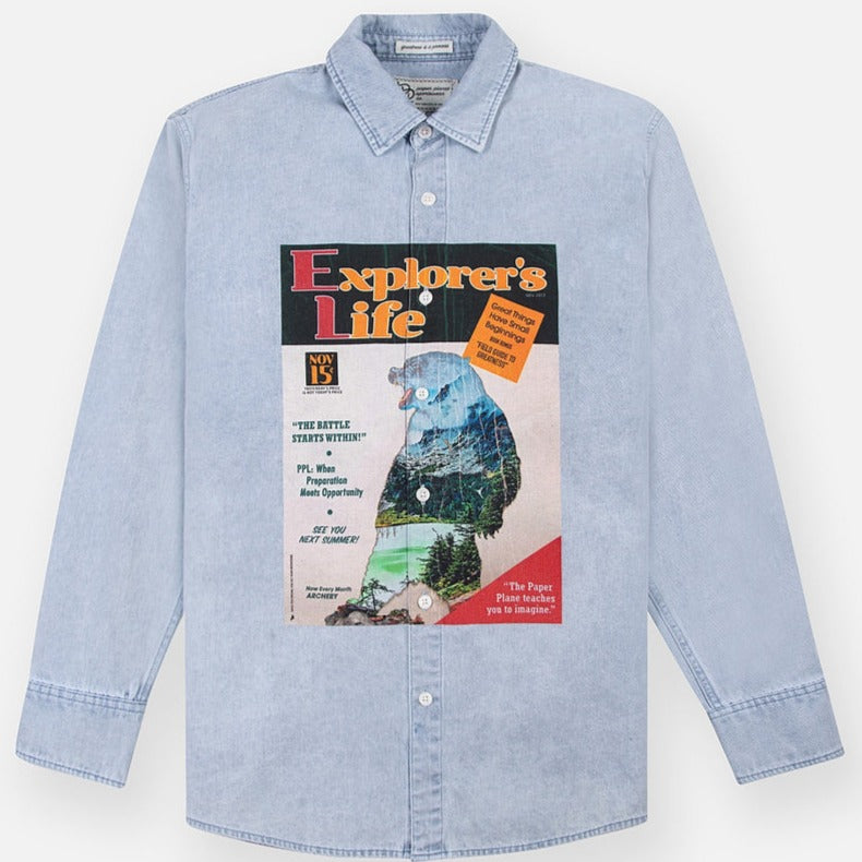 PAPER PLANES - Explorer's Life Denim Shirt - LIGHT WASH