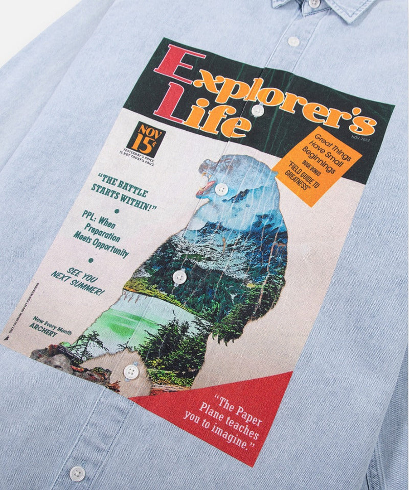 PAPER PLANES - Explorer's Life Denim Shirt - LIGHT WASH
