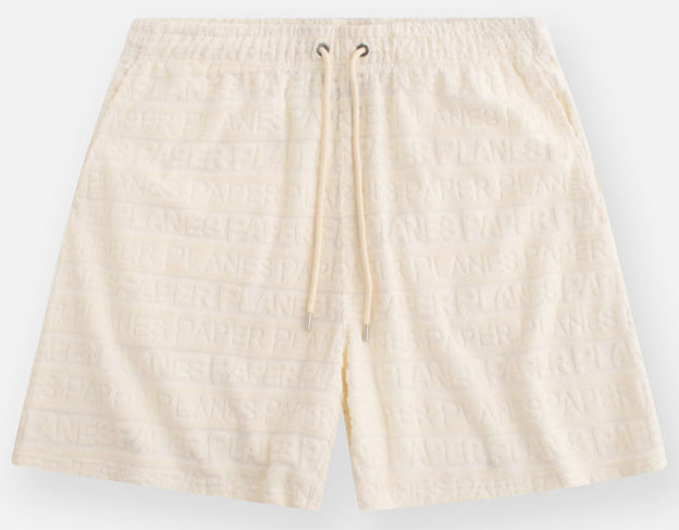PAPER PLANES - Beachfront Terry Cloth Oversized Tee and Relaxed shorts - Ecru