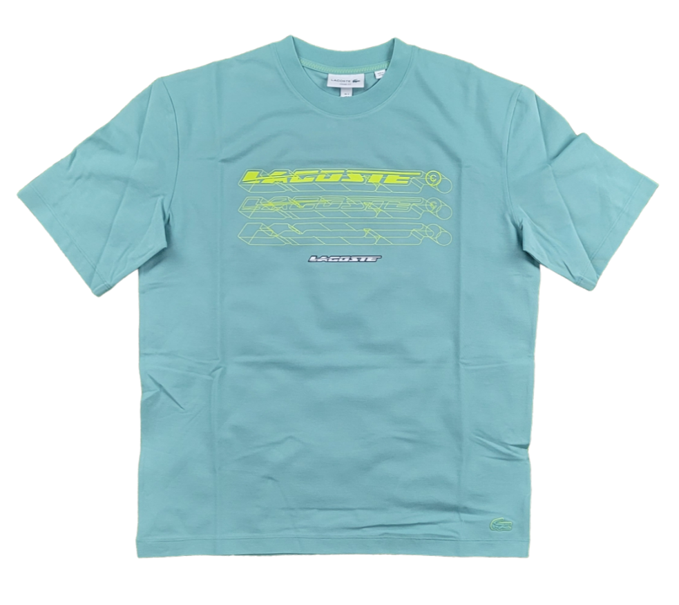 LACOSTE - FADE LACOSTE PRINTED CREWNECK TEE - TEAL