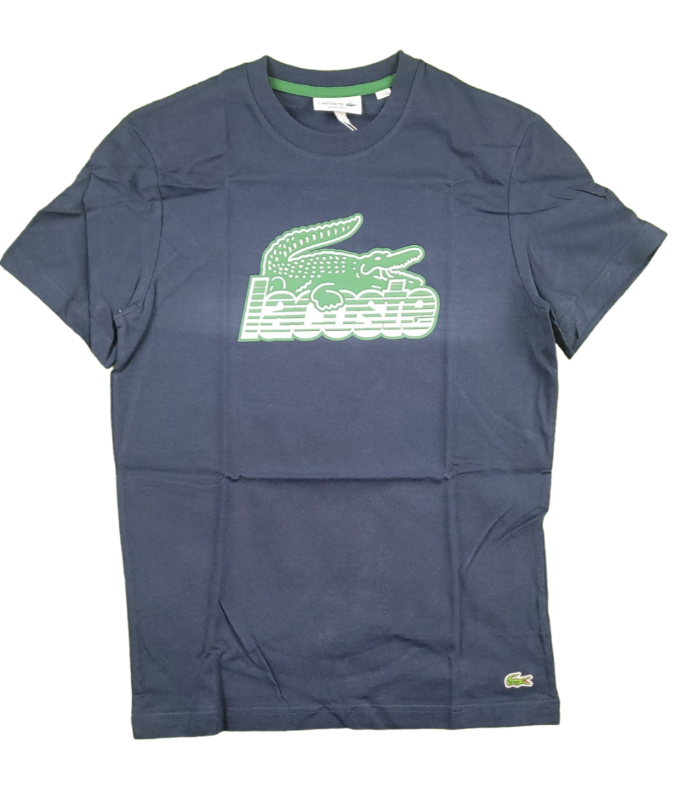 LACOSTE - BIG PRINT CREWNECK TEE - NAVY