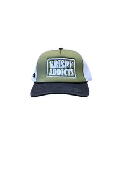 KRISPY ADDICTS - TRUCKER HAT - ARMY/WHITE