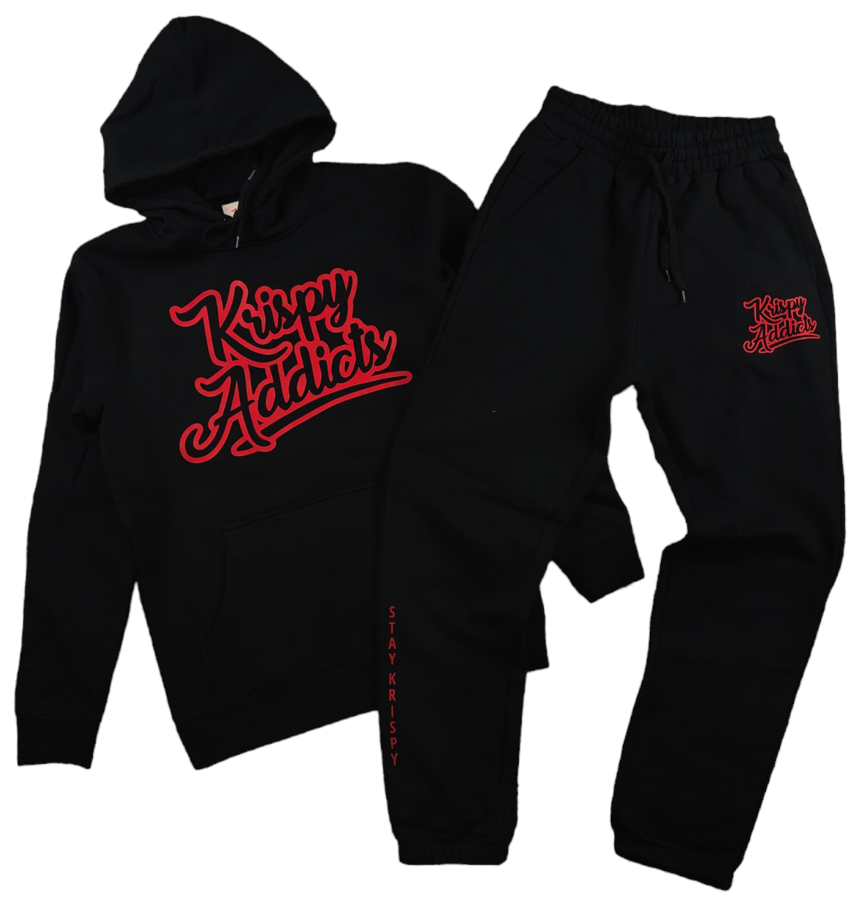 KRISPY ADDICTS - OPEN LOGO JOGGER SET - BLACK(RED)