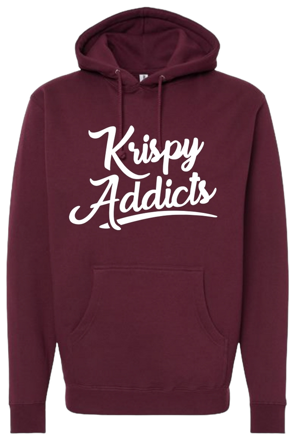 Krispy Addicts - RAISED LOGO HOODIE - MAROON/WHITE