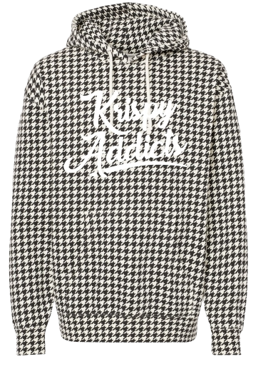 KRISPY ADDICTS - RAISED LOGO HOODIE - HOUNDSTOOTH/WHITE