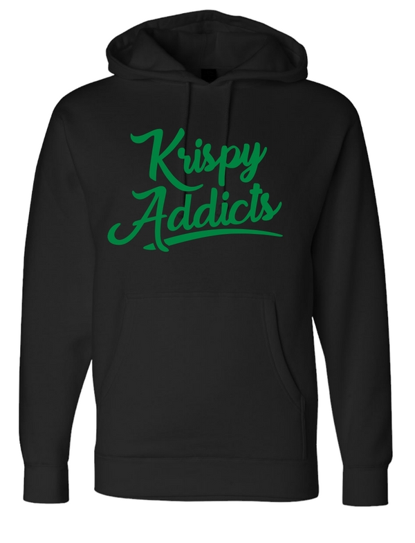 Krispy Addicts - Krispy Logo Raised Hoodie Black (Kelly Green)