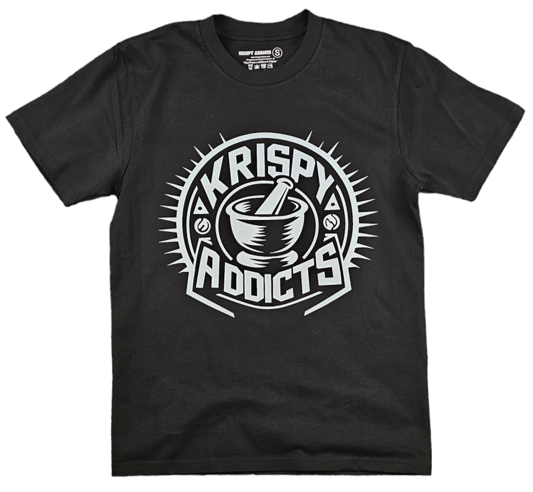 KRISPY ADDICTS - MORTAR AND PESTLE TEE - BLACK