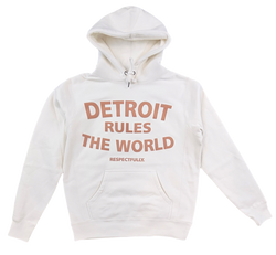 KRISPY ADDICTS - DETROIT RULES THE WORLD HOODIE - CREAM