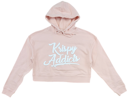 KRISPY ADDICTS WOMEN'S COLLECTION - RAISED LOGO WOMEN'S  CROP HOODIE - PALE PINK (WHITE)