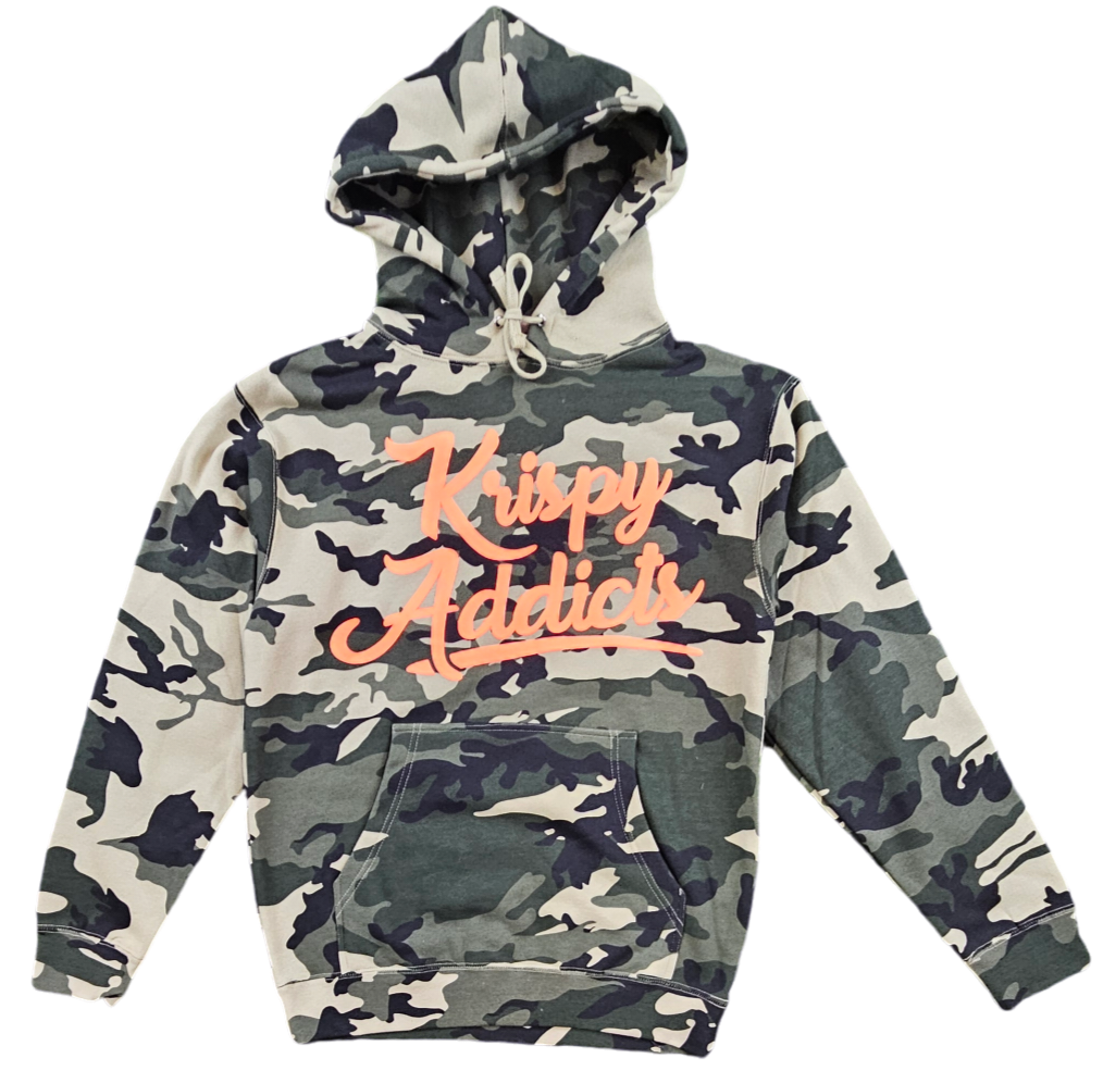 KRISPY ADDICTS - RAISED LOGO HOODIE - CAMO (WOODLAND)