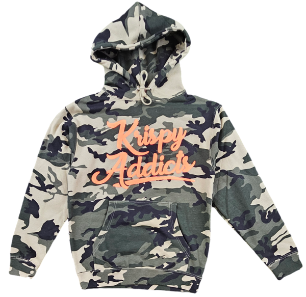 KRISPY ADDICTS - RAISED LOGO HOODIE - CAMO (WOODLAND)