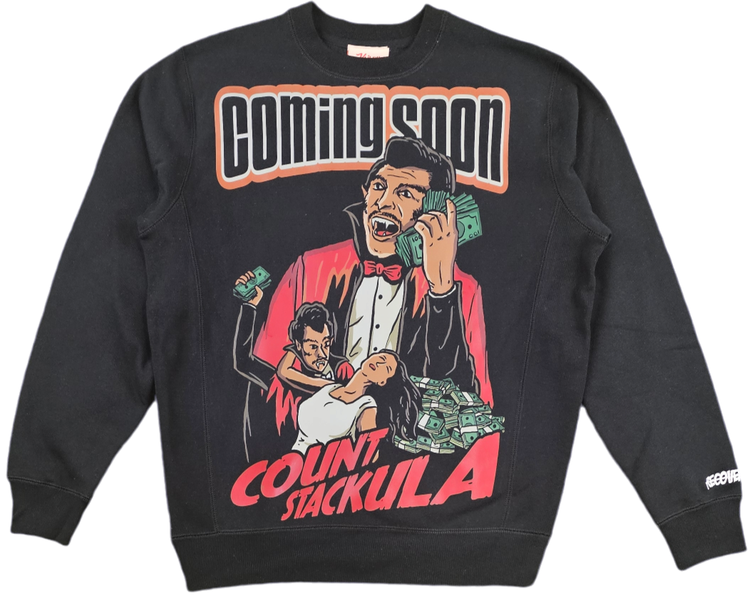 KRISPY ADDICTS - COUNT STACULA CREWNECK - BLACK