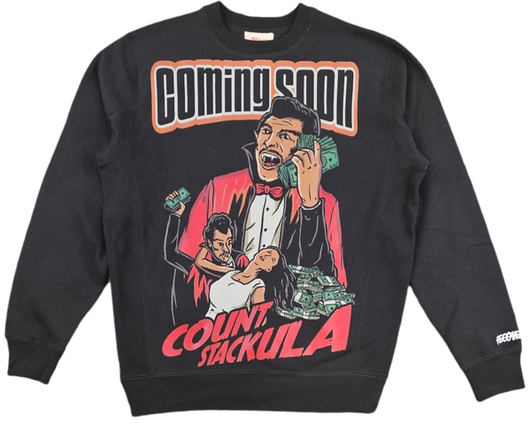 KRISPY ADDICTS - COUNT STACULA CREWNECK - BLACK