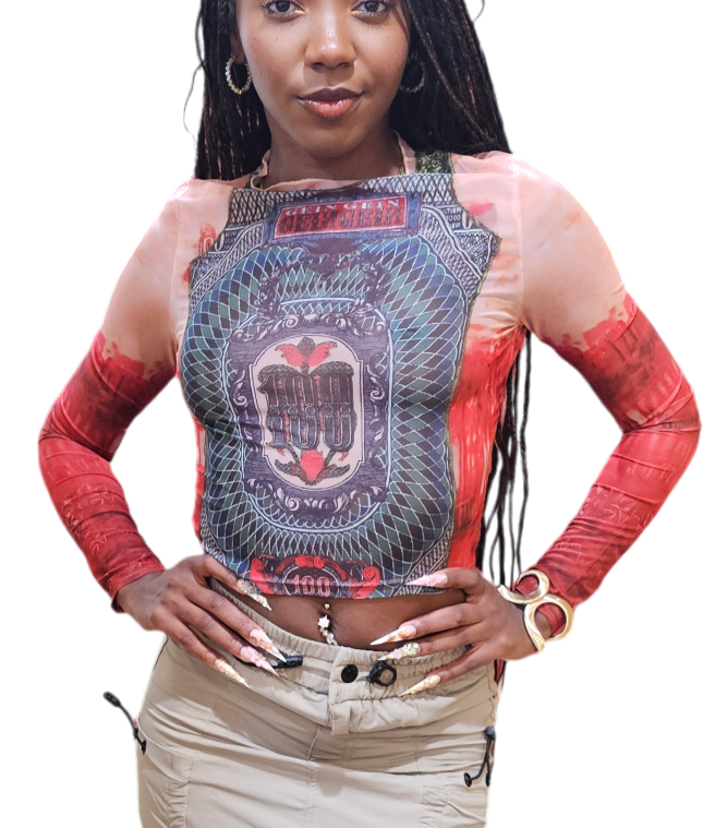 WOMEN'S COLLECTION - Mesh Print Base Layer Crew Neck Long Sleeve Top - CANDY