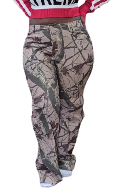 WOMEN'S COLLECTION - Loose Camouflage Zipper Pocket - Pants