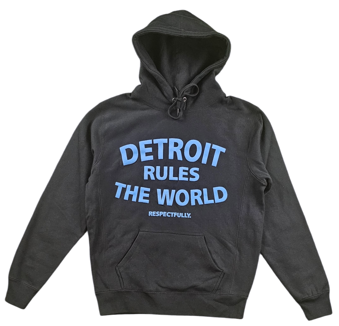 KRISPY ADDICTS - DETROIT RULES THE WORLD HOODIE - BLACK/ROYAL BLUE