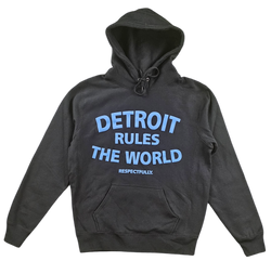 KRISPY ADDICTS - DETROIT RULES THE WORLD HOODIE - BLACK/ROYAL BLUE