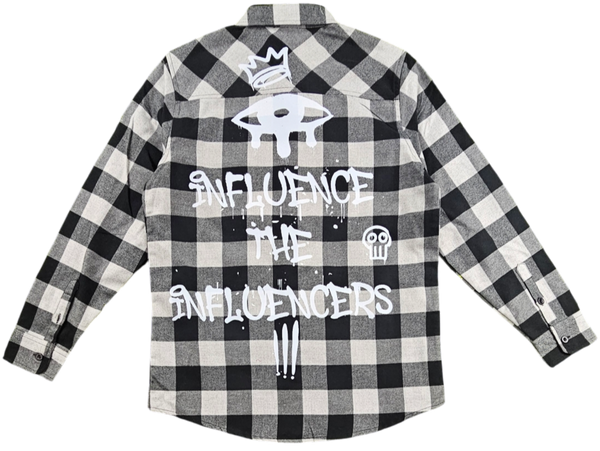 KRISPY ADDICTS - I INFLUENCE THE INFLUENCER FLANNEL - GREY/BLACK